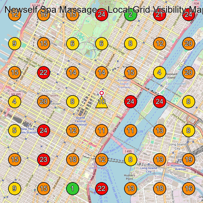 Newself Spa Massage Massage Spa GeoGrid ranking map for New York NY